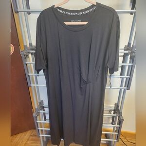 EUC black knit dress with side gather